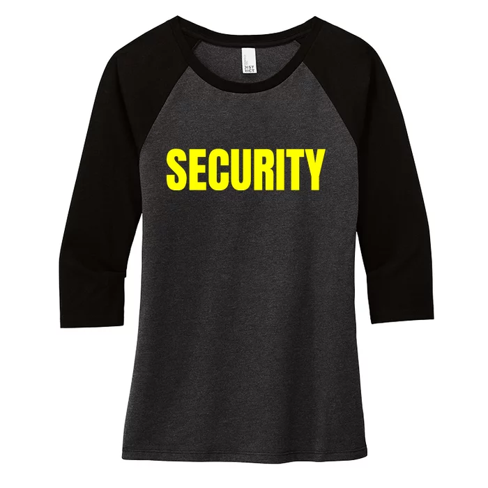 Security Front & Back Print Staff Event Uniform Bouncer Front & Back Women's Tri-Blend 3/4-Sleeve Raglan Shirt