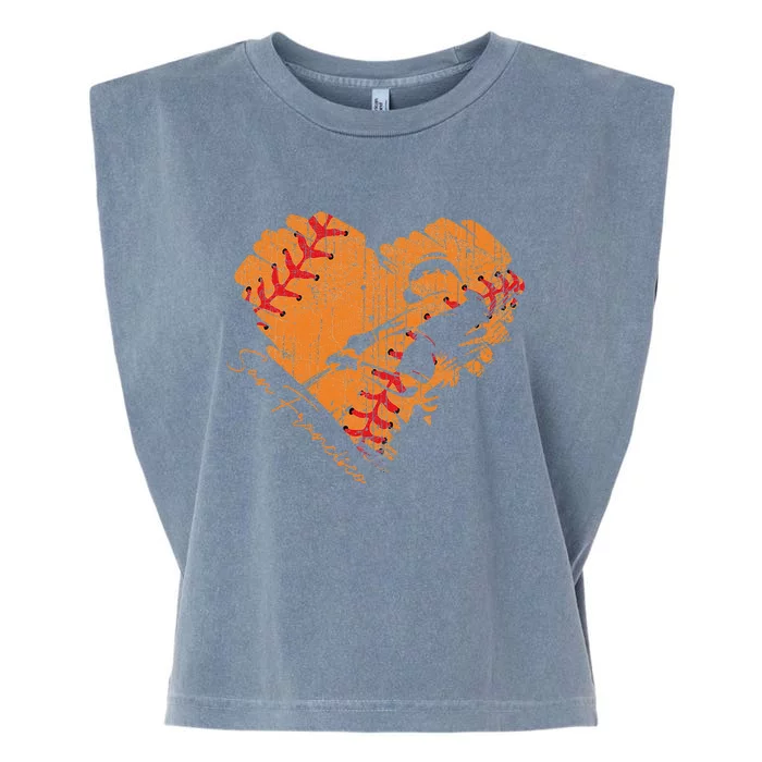 San Francisco Baseball Heart Distressed Vintage Garment-Dyed Women's Muscle Tee