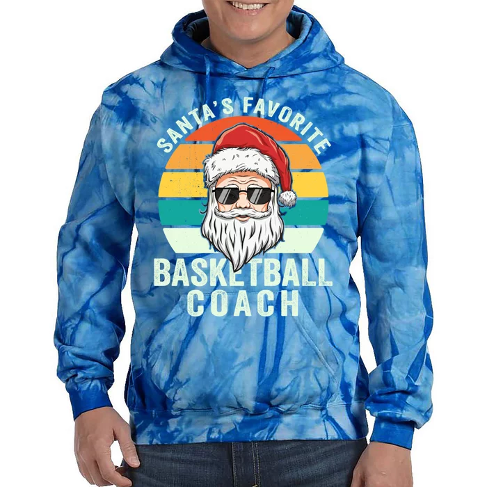 Santa's Favorite Basketball Coach Funny Christmas Basketball Gift Tie Dye Hoodie