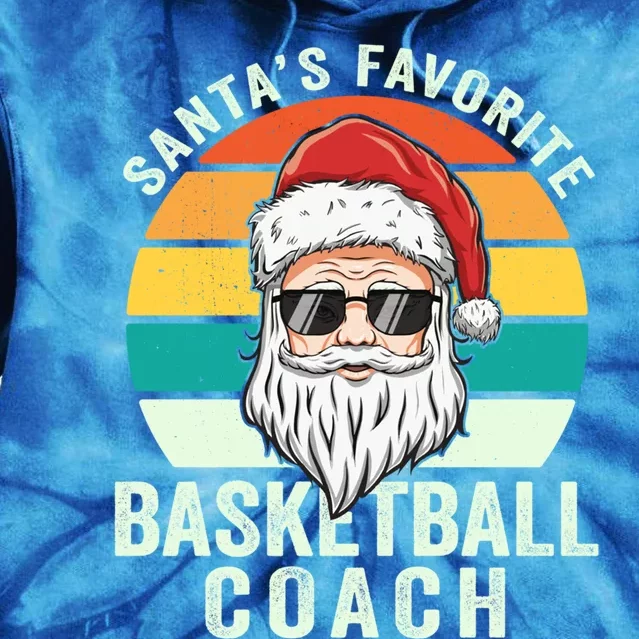 Santa's Favorite Basketball Coach Funny Christmas Basketball Gift Tie Dye Hoodie