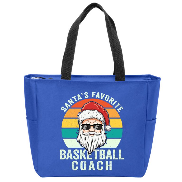Santa's Favorite Basketball Coach Funny Christmas Basketball Gift Zip Tote Bag