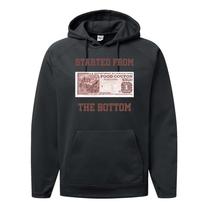 Started From Bottom Food Stamp Coupon Performance Fleece Hoodie