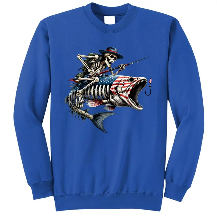 Skeleton Fishing Bass Fisherman Halloween Sweatshirt