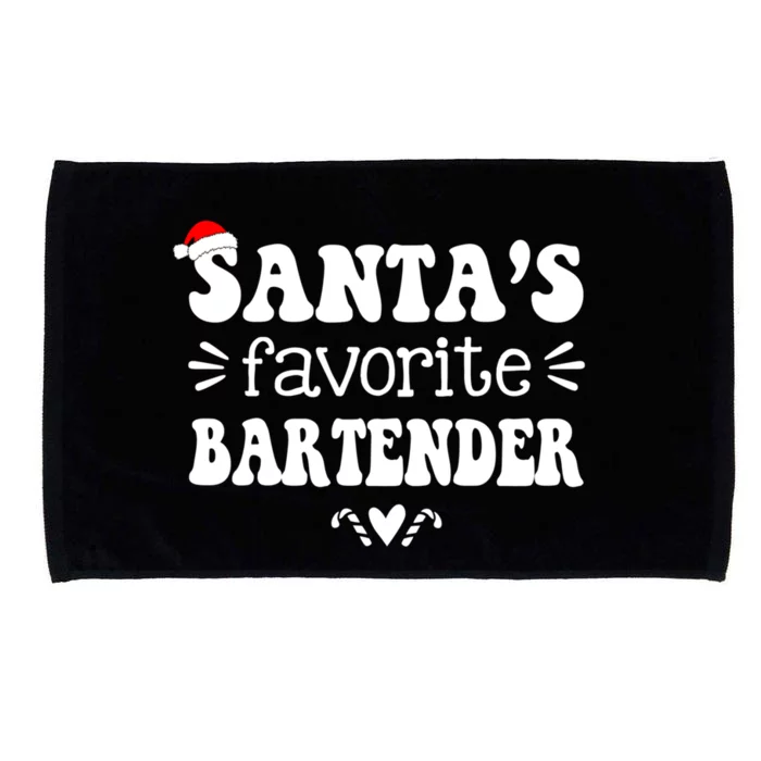 Santa's Favorite Bartender Funny Bartender Christmas Saying Gift Microfiber Hand Towel