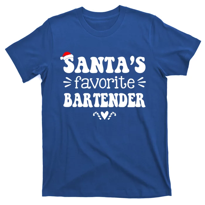 Santa's Favorite Bartender Funny Bartender Christmas Saying Gift T-Shirt