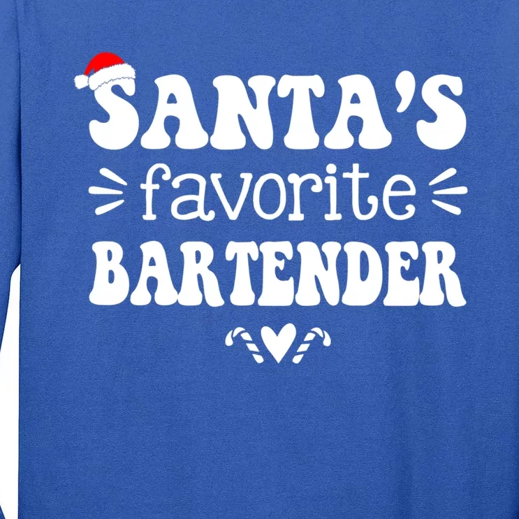 Santa's Favorite Bartender Funny Bartender Christmas Saying Gift Tall Long Sleeve T-Shirt