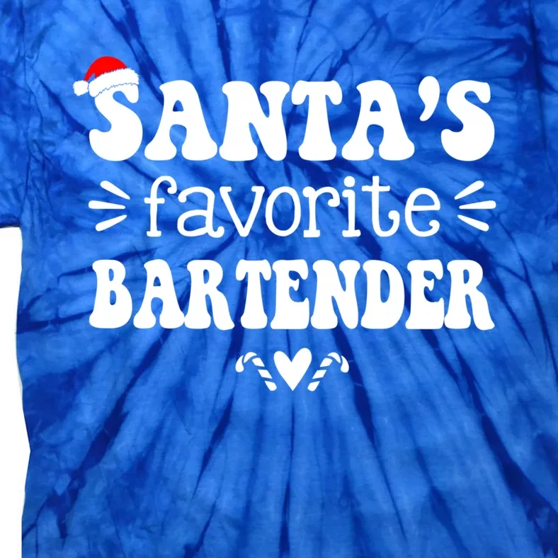 Santa's Favorite Bartender Funny Bartender Christmas Saying Gift Tie-Dye T-Shirt