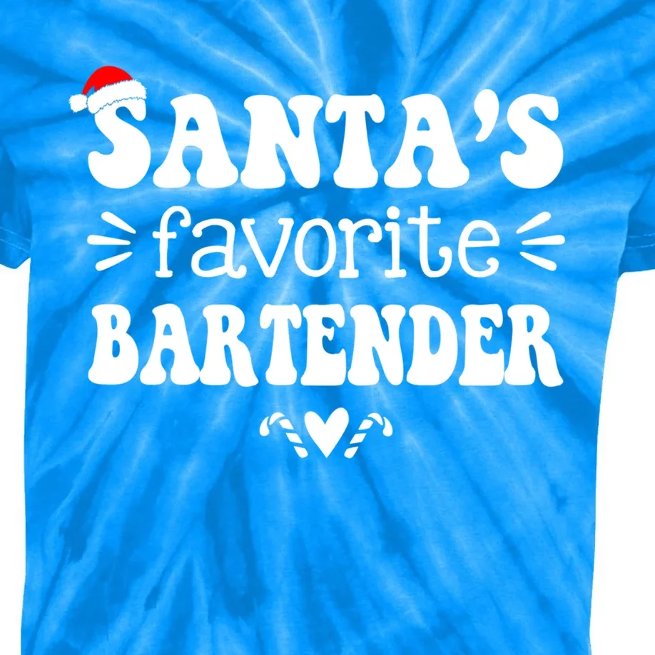 Santa's Favorite Bartender Funny Bartender Christmas Saying Gift Kids Tie-Dye T-Shirt