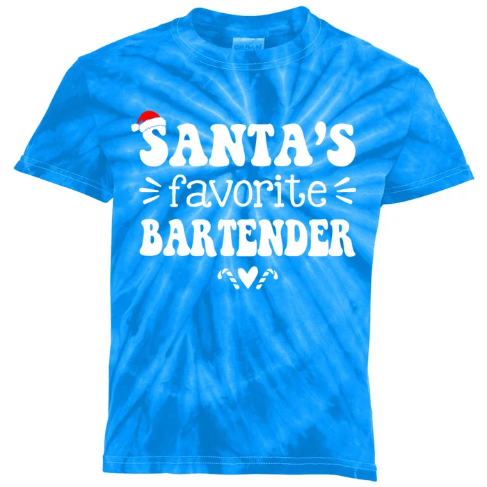 Santa's Favorite Bartender Funny Bartender Christmas Saying Gift Kids Tie-Dye T-Shirt