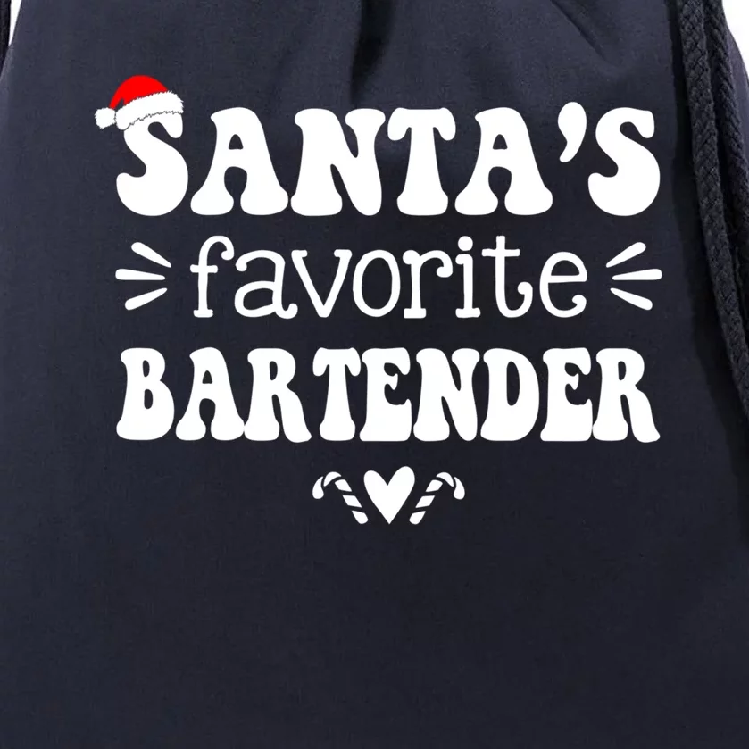 Santa's Favorite Bartender Funny Bartender Christmas Saying Gift Drawstring Bag