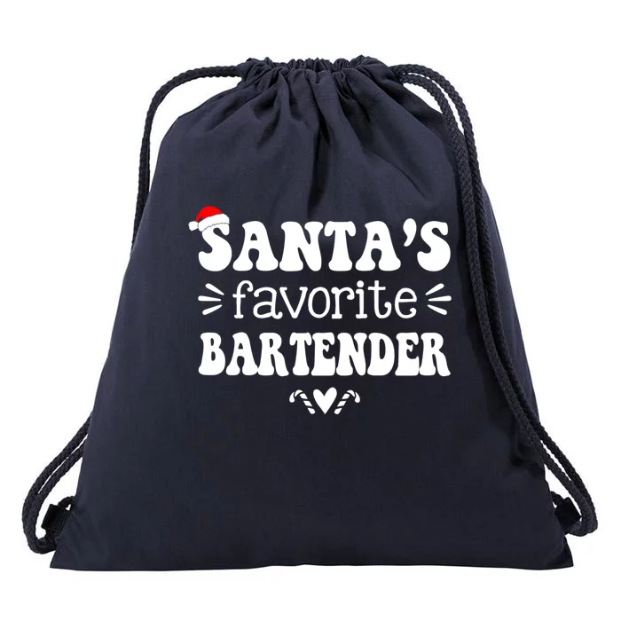 Santa's Favorite Bartender Funny Bartender Christmas Saying Gift Drawstring Bag