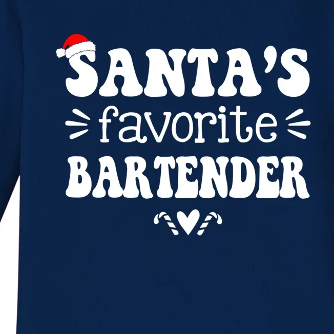 Santa's Favorite Bartender Funny Bartender Christmas Saying Gift Baby Long Sleeve Bodysuit