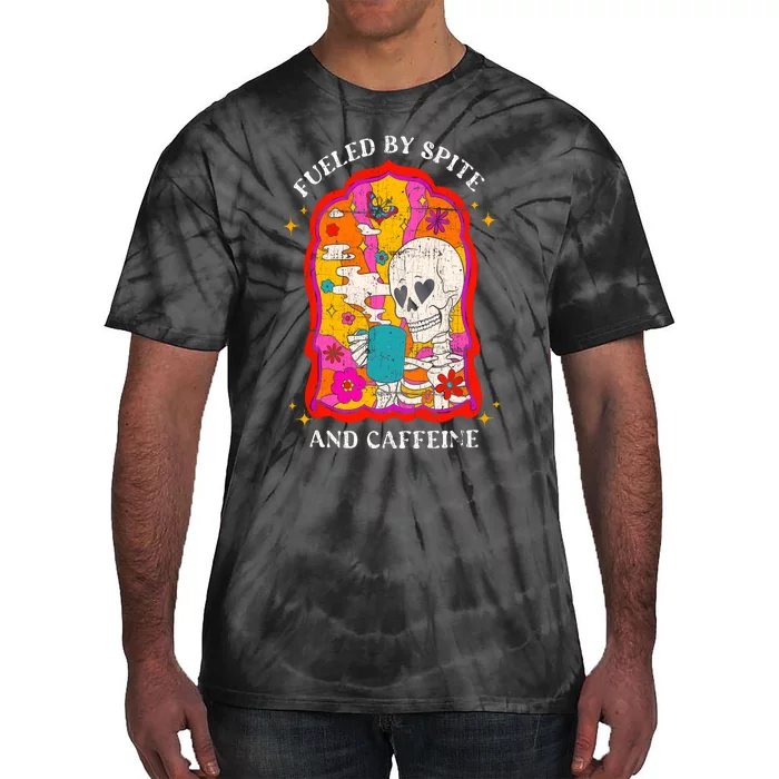 Skeleton Fueled By Spite And Caffeine Tie-Dye T-Shirt