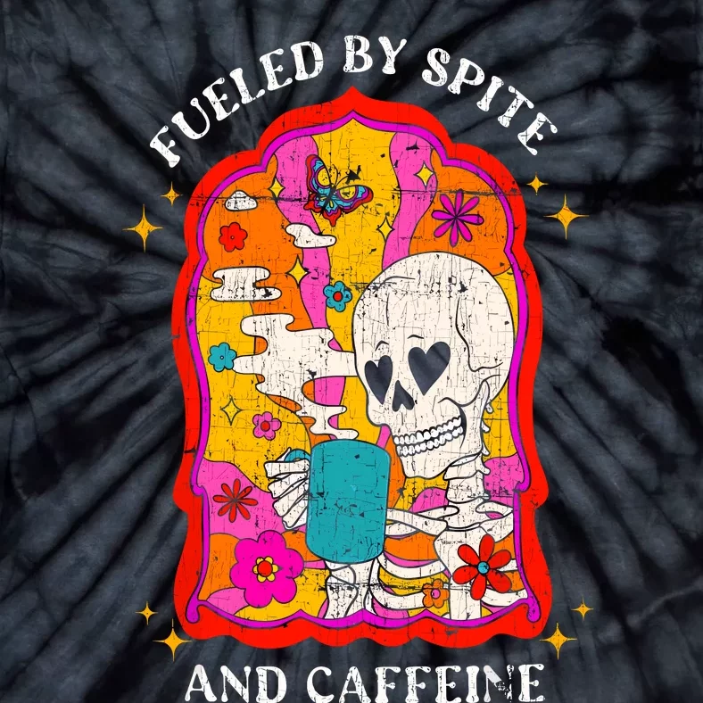 Skeleton Fueled By Spite And Caffeine Tie-Dye T-Shirt