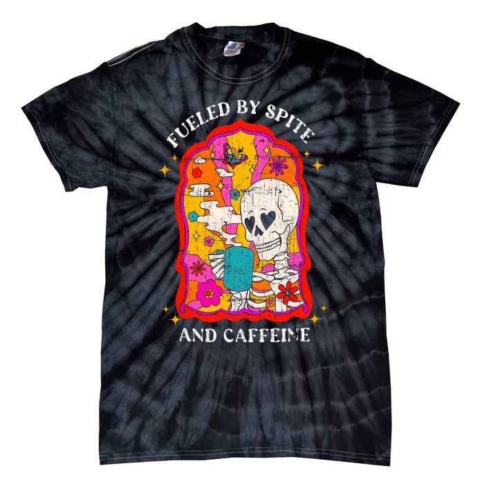 Skeleton Fueled By Spite And Caffeine Tie-Dye T-Shirt