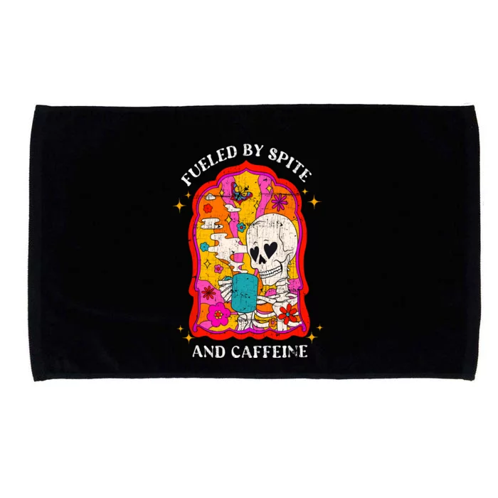 Skeleton Fueled By Spite And Caffeine Microfiber Hand Towel