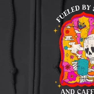 Skeleton Fueled By Spite And Caffeine Full Zip Hoodie