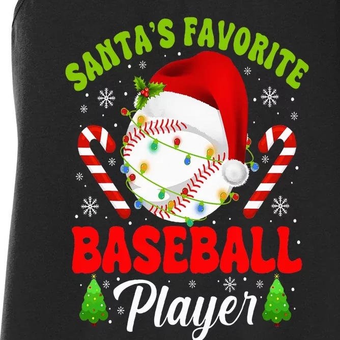 Santa's Favorite Baseball Player Christmas Sport Lover Women's Racerback Tank