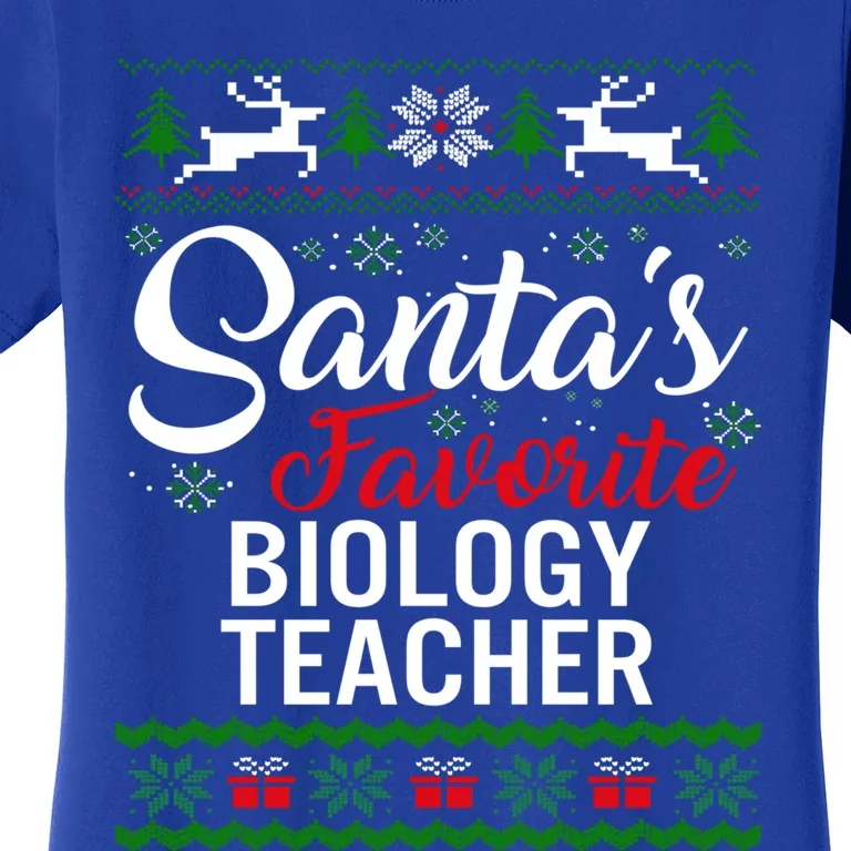 Santas Favorite Biology Teacher Christmas Ugly Family Gift Women's T-Shirt