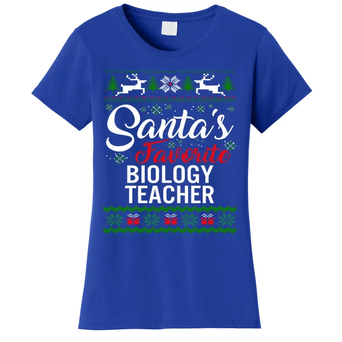 Santas Favorite Biology Teacher Christmas Ugly Family Gift Women's T-Shirt