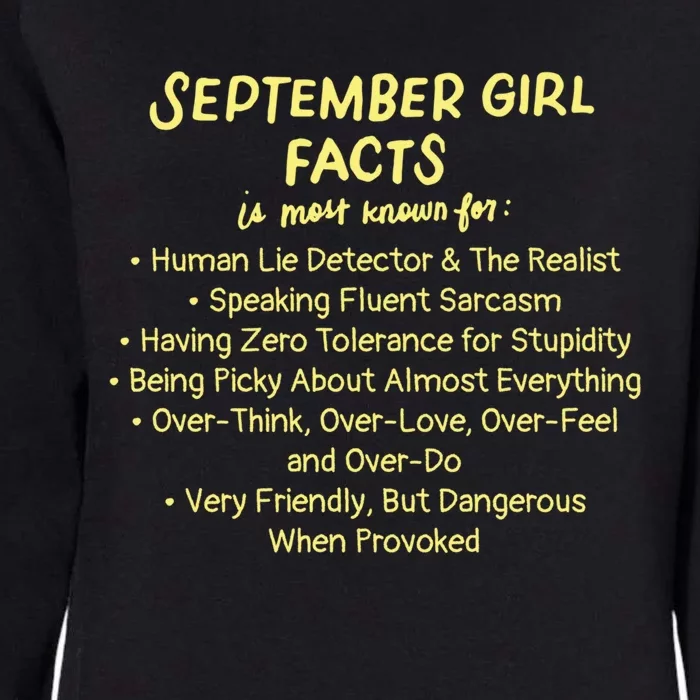 September Facts Birthday Funny Gift Born In September Virgo Gift Womens California Wash Sweatshirt