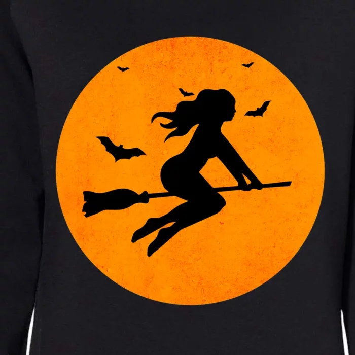 Simple Full Blood Moon Witch Bats Halloween Gift Womens California Wash Sweatshirt