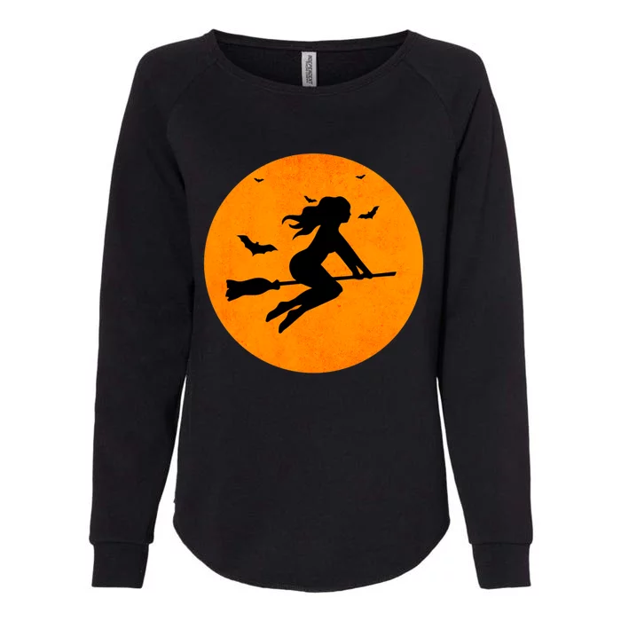 Simple Full Blood Moon Witch Bats Halloween Gift Womens California Wash Sweatshirt