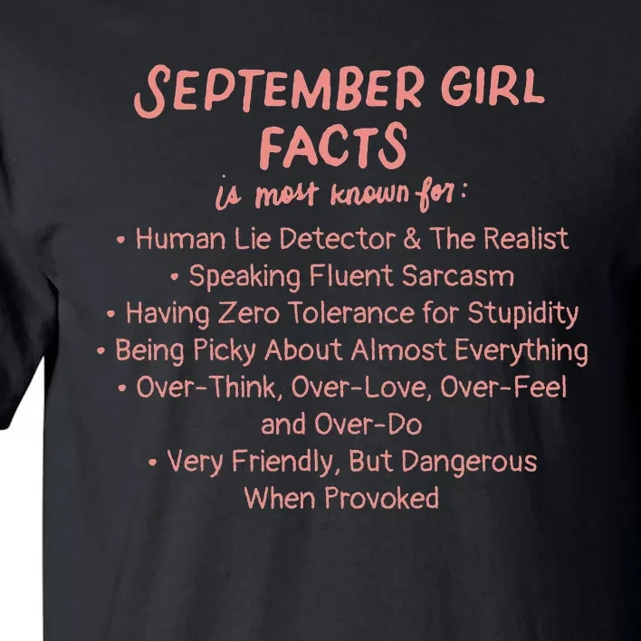 September Facts Birthday Gifts Born In September Virgo Tall T-Shirt