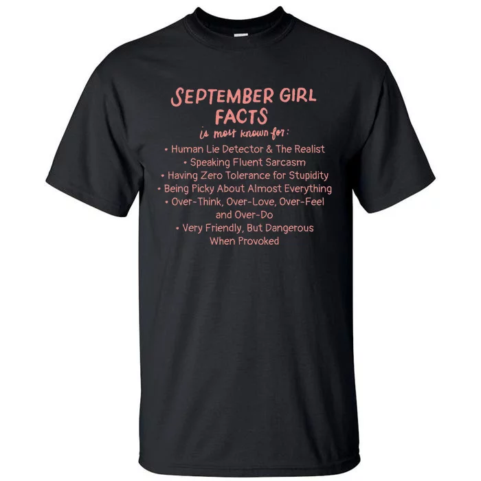 September Facts Birthday Gifts Born In September Virgo Tall T-Shirt