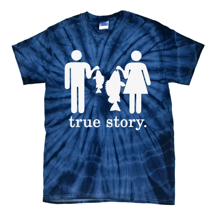 Small Fish Big Fish True Story Fishing Girl Boy Tie-Dye T-Shirt