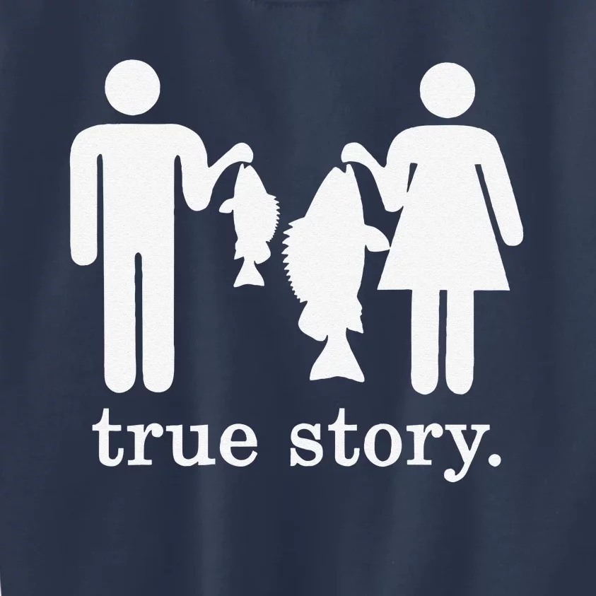 Small Fish Big Fish True Story Fishing Girl Boy Kids Sweatshirt