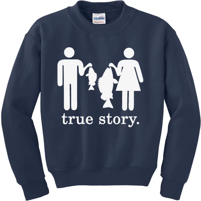 Small Fish Big Fish True Story Fishing Girl Boy Kids Sweatshirt