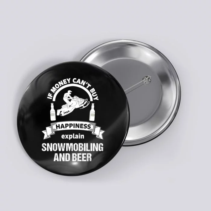 Snowmobile Funny Beer Sled Button