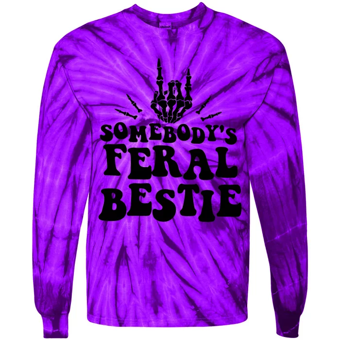 SomebodyS Feral Bestie Cool Bone Skeleton Tie-Dye Long Sleeve Shirt