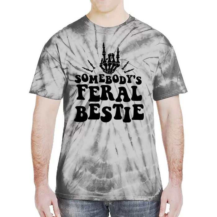 SomebodyS Feral Bestie Cool Bone Skeleton Tie-Dye T-Shirt