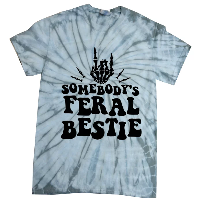 SomebodyS Feral Bestie Cool Bone Skeleton Tie-Dye T-Shirt