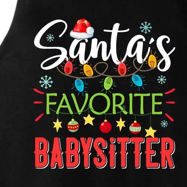 SantaS Favorite Babysitter Xmas Light Santa Hat Christmas Ladies Tri-Blend Wicking Tank