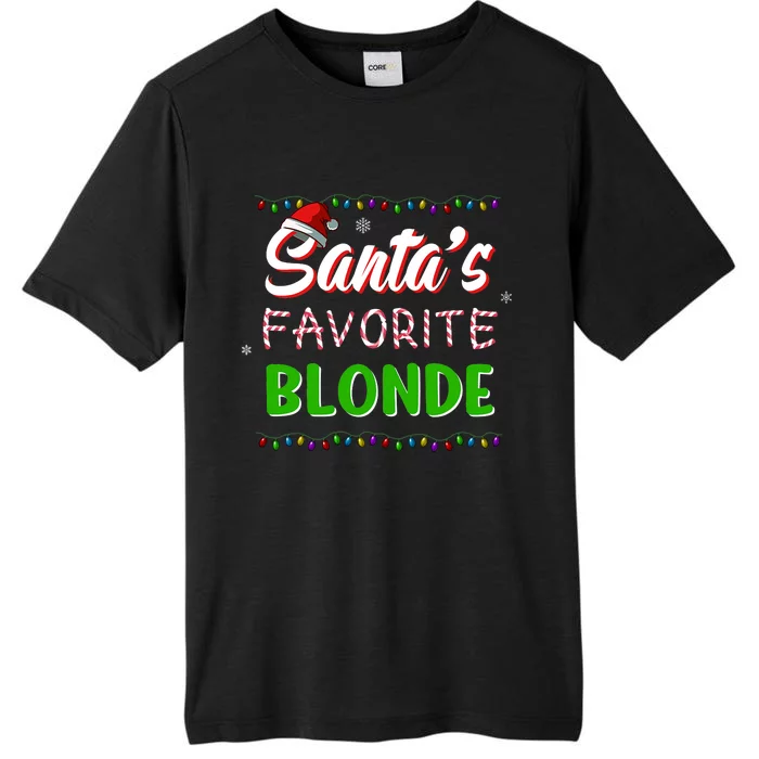 SantaS Favorite Blonde Christmas Santa Hat Light ChromaSoft Performance T-Shirt