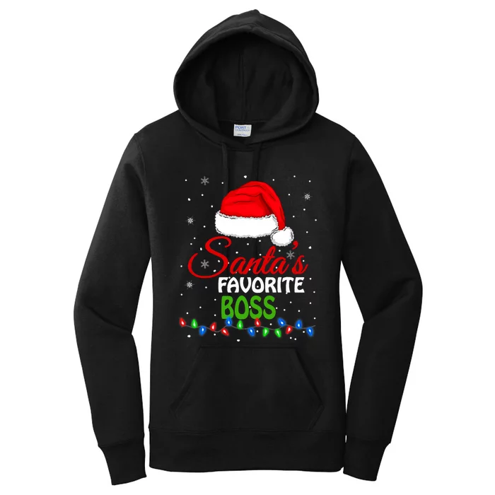 SantaS Favorite Boss Santa Hat Lights. Funny Christmas Women's Pullover Hoodie