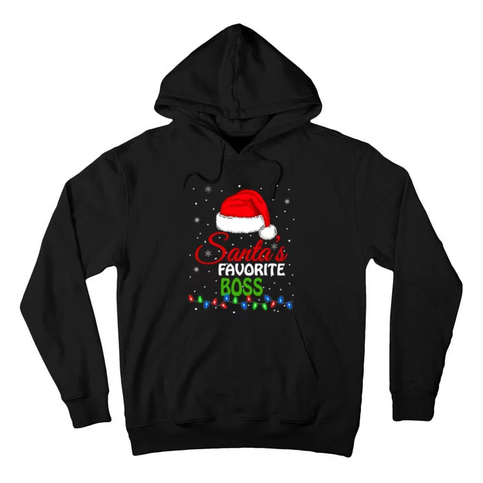 SantaS Favorite Boss Santa Hat Lights. Funny Christmas Tall Hoodie