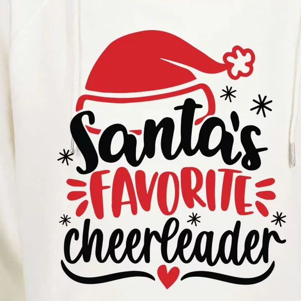 Santas Favorite Cheerleader Christmas Cheerleader Womens Funnel Neck Pullover Hood