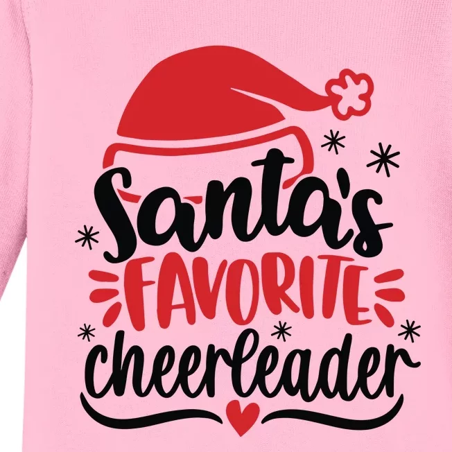 Santas Favorite Cheerleader Christmas Cheerleader Baby Long Sleeve Bodysuit