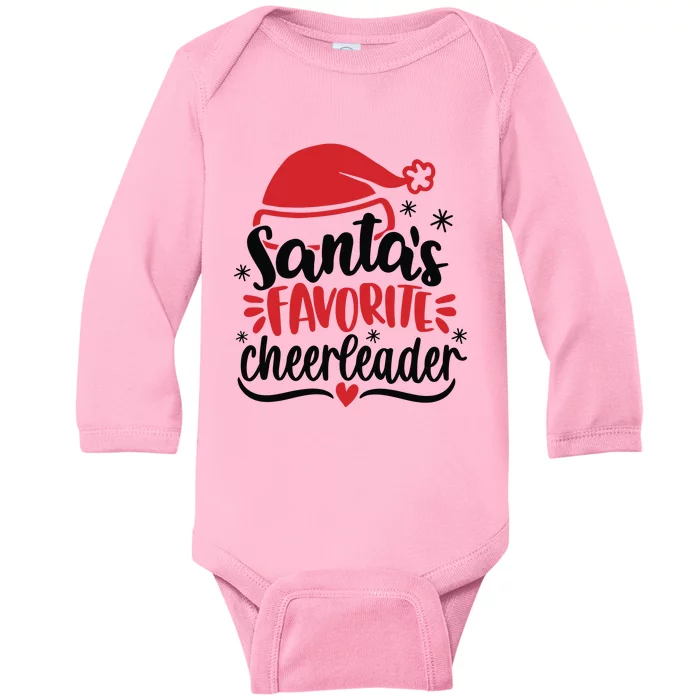 Santas Favorite Cheerleader Christmas Cheerleader Baby Long Sleeve Bodysuit