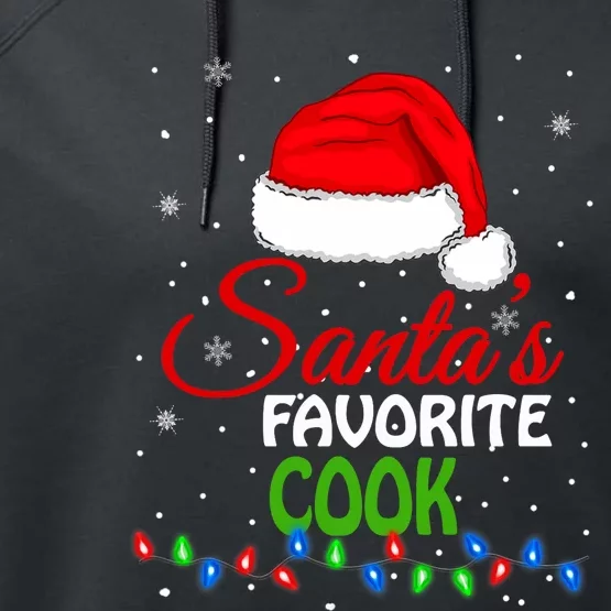 SantaS Favorite Cook Santa Hat Lights. Funny Christmas Performance Fleece Hoodie