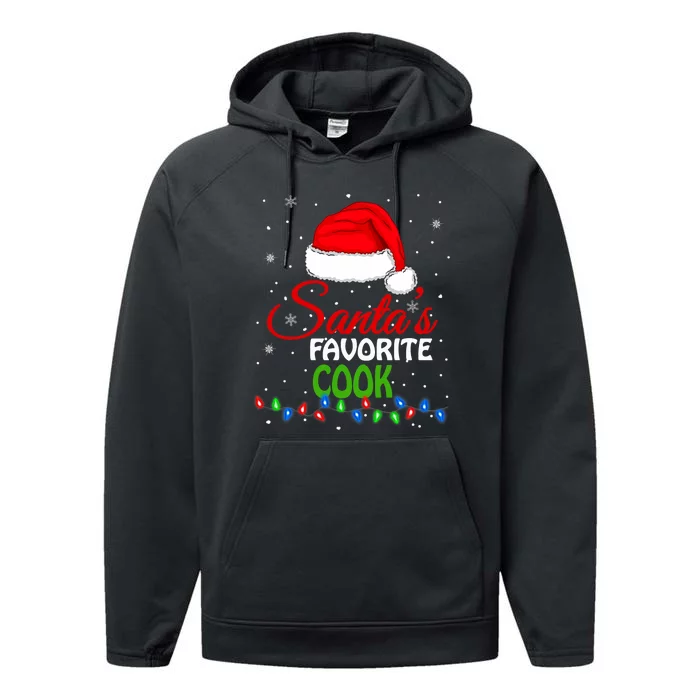 SantaS Favorite Cook Santa Hat Lights. Funny Christmas Performance Fleece Hoodie