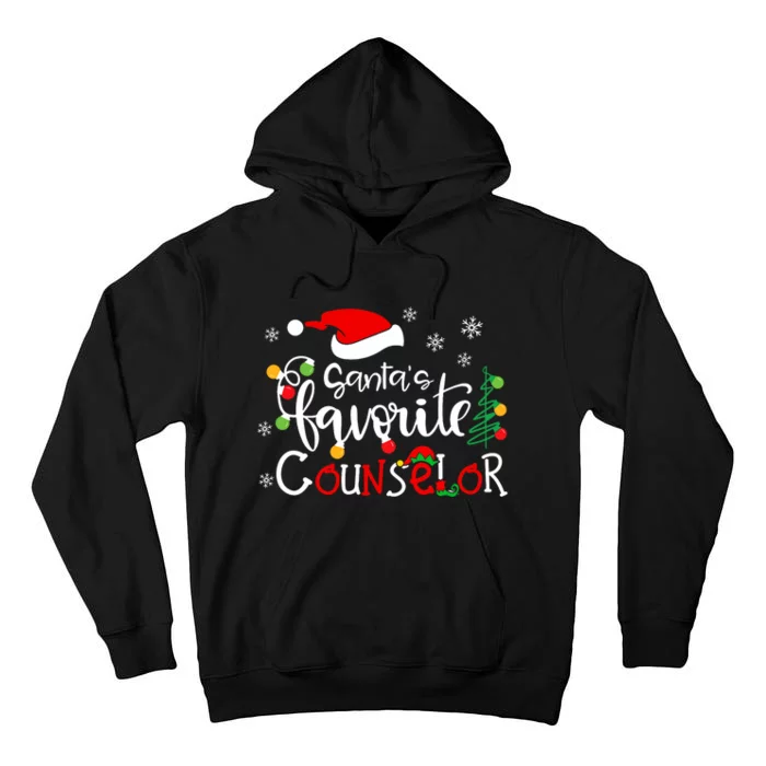 Santas Favorite Counselor Funny Christmas Santa Hat Lights Tall Hoodie