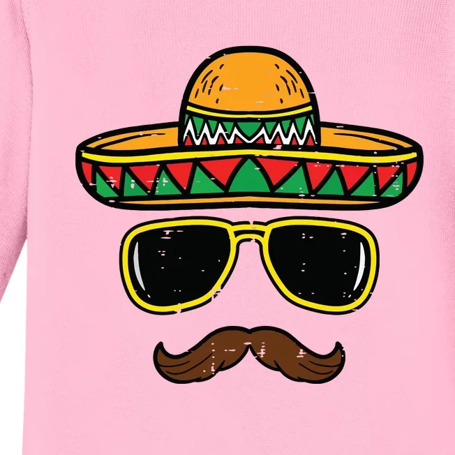 Sombrero Face Cinco De Mayo Mexican Fiesta Party Baby Long Sleeve Bodysuit