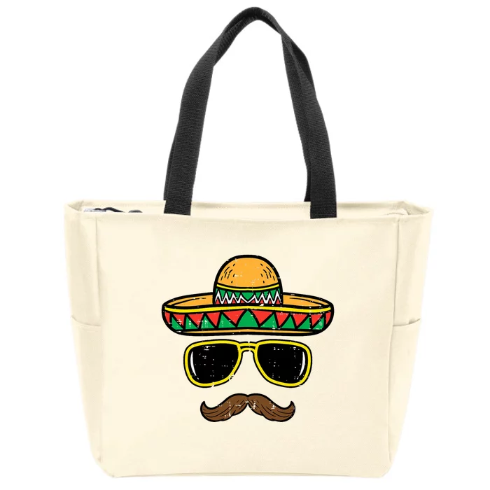 Sombrero Face Cinco De Mayo Mexican Fiesta Party Zip Tote Bag