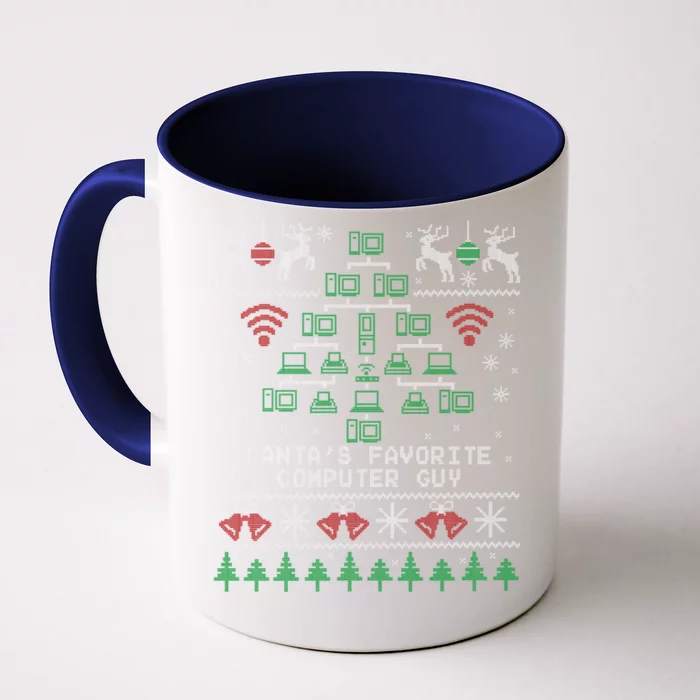 SantaS Favorite Computer Guy Tech Support Ugly Christmas Gift Front & Back Coffee Mug