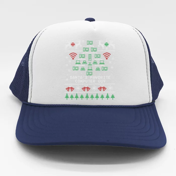 SantaS Favorite Computer Guy Tech Support Ugly Christmas Gift Trucker Hat